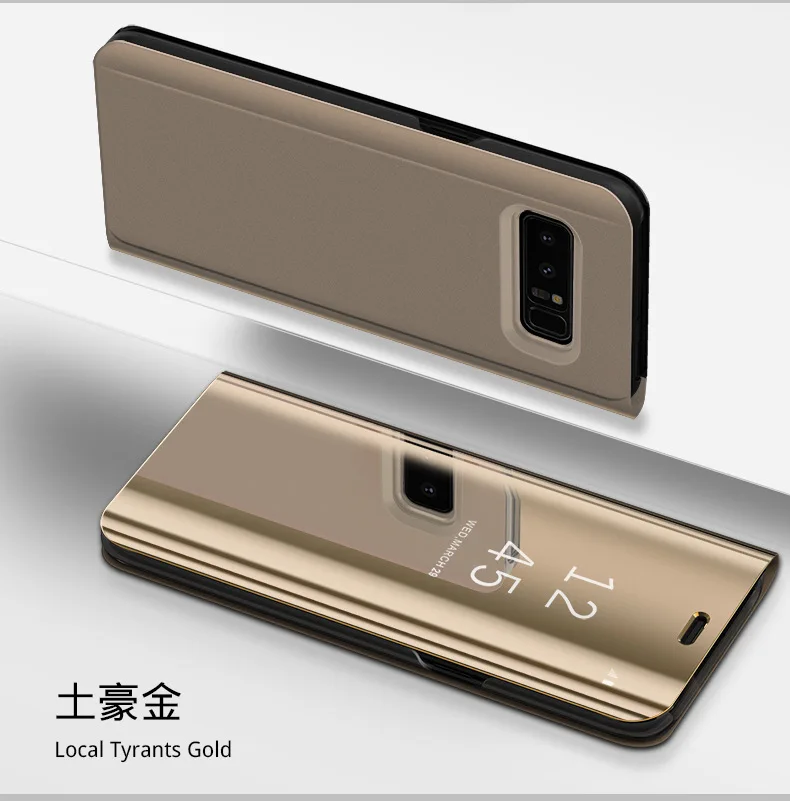 

Smart Leather View Case For Samsung Galaxy Note 9 8 S9 S8 S7 Edge S6 edge Plus S6edge Mirror Flip Stand Cover Case S9+ S8+ Case