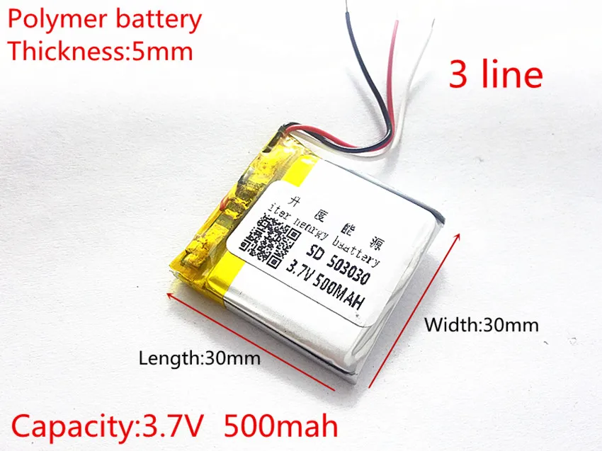 Free shipping Polymer battery 500 mah 3 7 V 503030 font b smart b font home