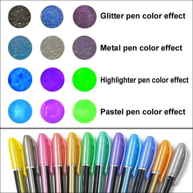 Glitter Gel Pens Coloring Books  Glitter Gel Pen Coloring Set - 24pc/set  Colors Gel - Aliexpress