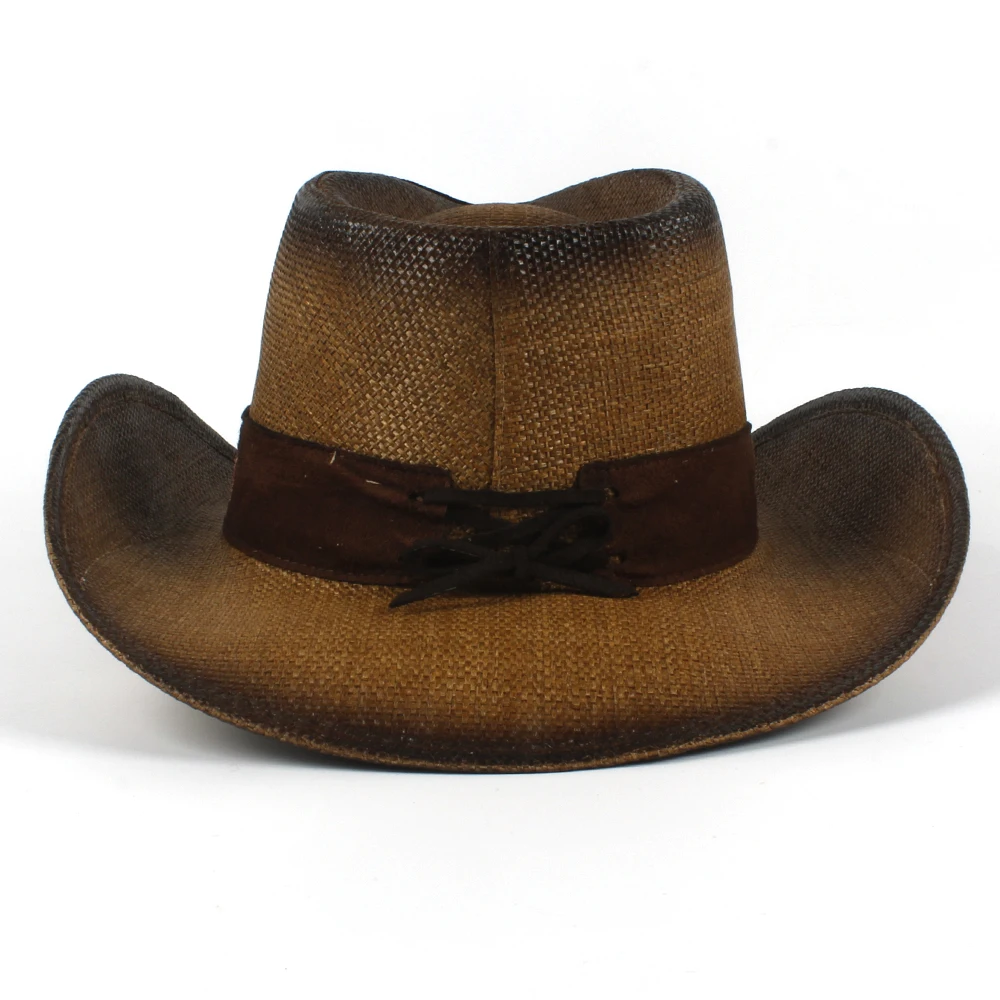 Кожаная мужская Ковбойская шляпа в западном стиле для джентльменов, папа, загар, сомбреро, мужские кепки, шляпы крестного отца, размер 58-59 см