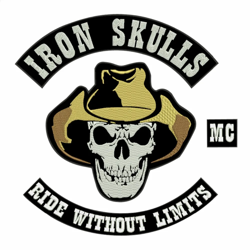 Patches For Clothes RON SKULLS Motorcycle Vest Biker