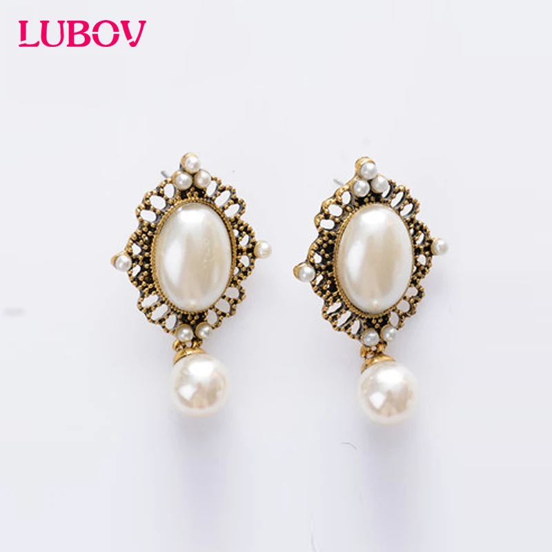 

2018 New Fashion Elegant Dangling Simulated Pearl Earrings gold Color for Women Enviromental Anti Allergies Free Shipping