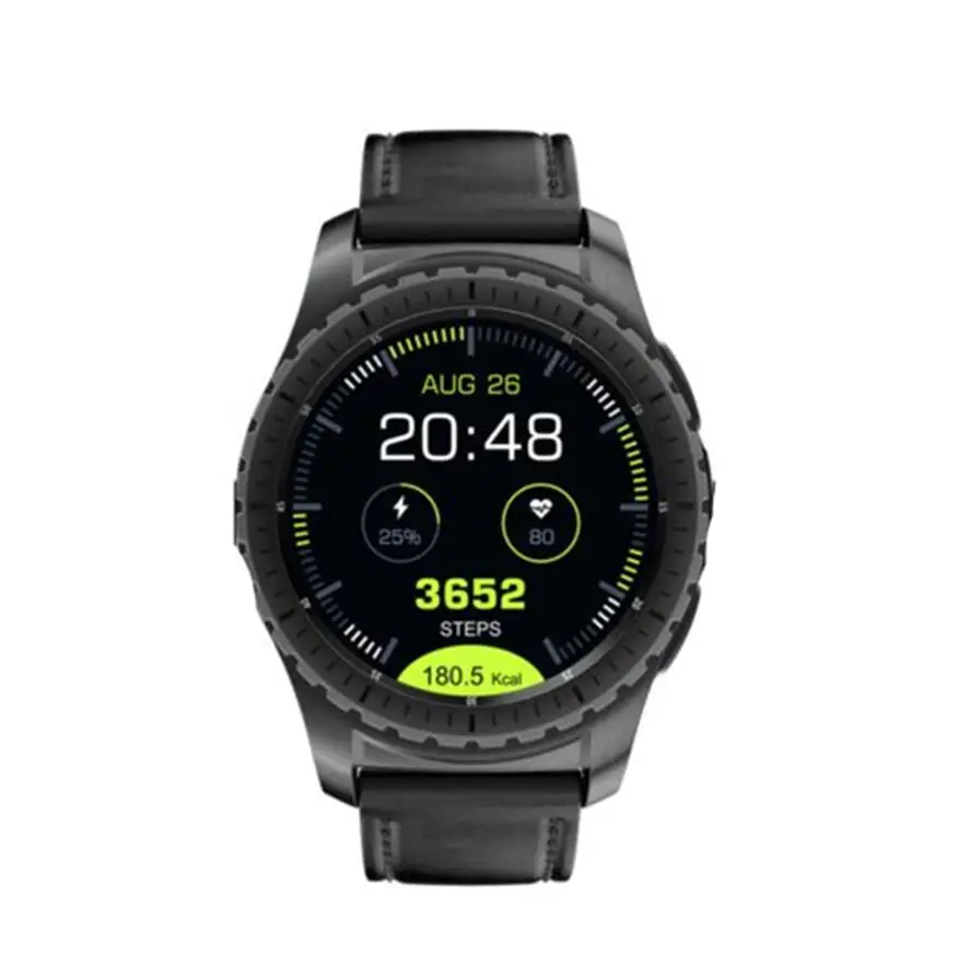 Смарт-часы KW28 PK samsung gear S3 с поддержкой BT 4,0 WiFi/2G/gps Android одежда MTK2502 фитнес-трекер сердечного ритма для IOS android - Цвет: black