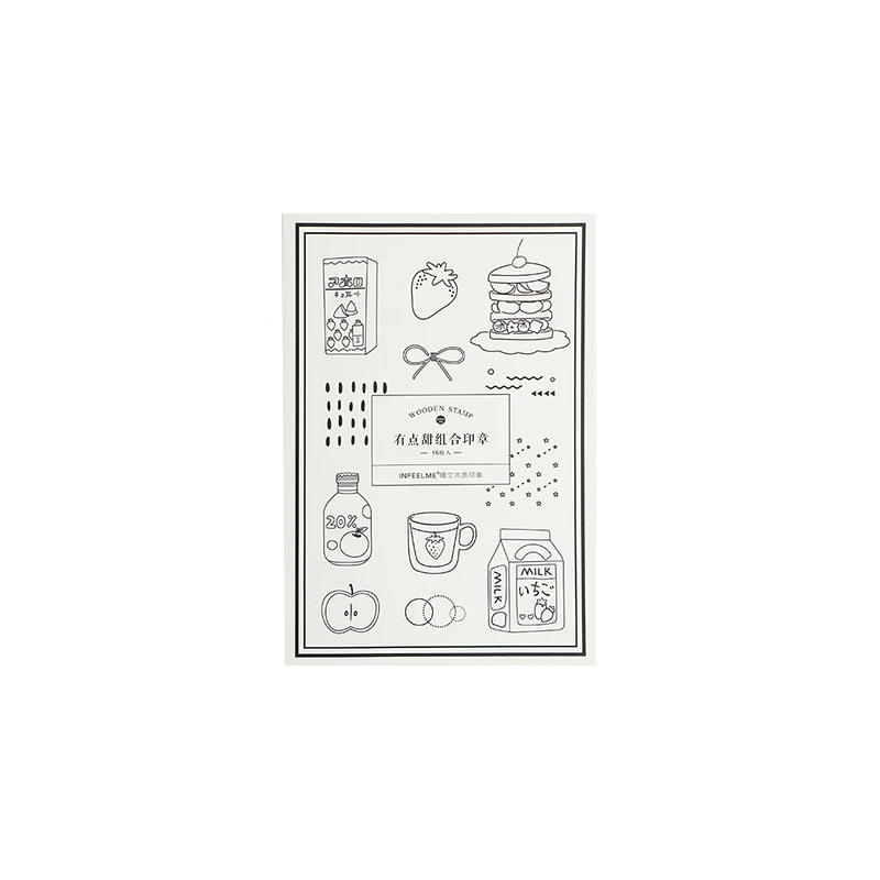 XINAHER 16 шт./компл. торт Напитки Еда штамп DIY деревянные резиновые штампы для scrapbooking канцелярские принадлежности Скрапбукинг Стандартный штамп