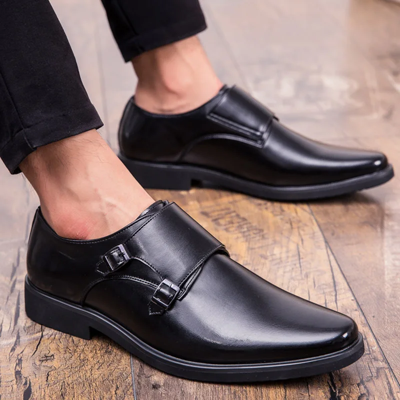 

New Men Dress Shoes Formal Wedding Leather Shoes Retro Brogue Business Office Men's Flats Oxfords For Men plus sizes 38-48