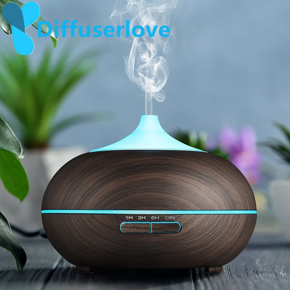 Ceny Nawilżacz generujący chłodną mgiełkę Diffuserlove 300ml ziarno drewna Usb ultradźwiękowy, aromatyczny olejek eteryczny dyfuzor do biura sypialnia salon