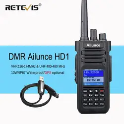 Dual Band DMR радиолюбителей Retevis Ailunce HD1 gps Цифровой Walkie Talkie 10 Вт УКВ Хэм любительского радио КВ трансивер Программа кабель