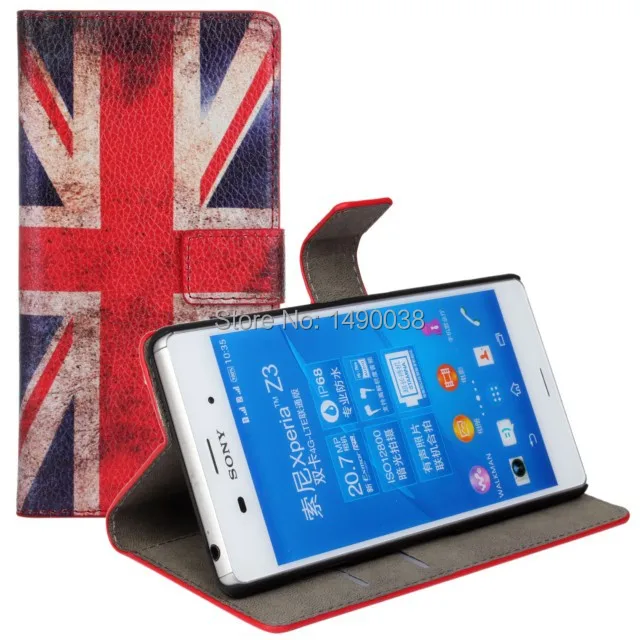 Retro US UK Flag Book Style Wallet Stand Leather Case