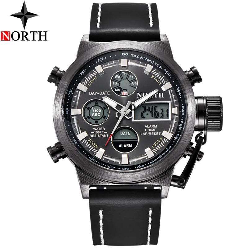 Часы NORTH Top Brand Мужские Цифровые Спортивные брендовые Роскошные светодиодные