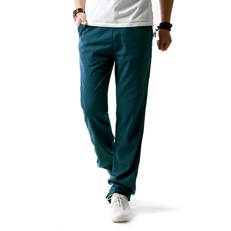 2019 Men's Summer Pants Men Anti-Microbial Healthy Linen Pants Hemp Cotton Casual Pants Breathable Slim Flax Men Trousers CK110
