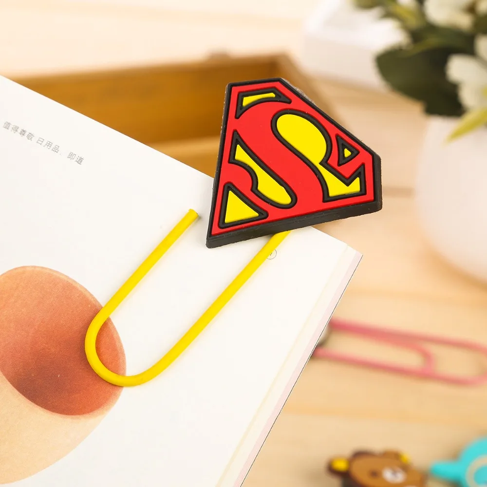 1 шт. новая милая мультяшная Закладка с Суперменом, скрепка для заметок, скрепка для бумаги, закладка для школы, офиса, закладки-скрепки
