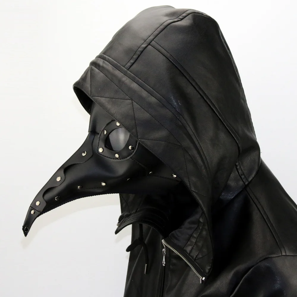 

New Design Halloween Party Steampunk PU Black Plague Doctor Mask Long Beak Bird Cosplay Masquerade Masks