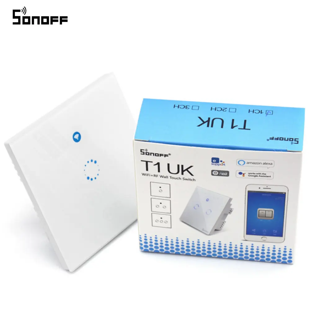 Sonoff T1 умный переключатель EU/UK WiFi RF/APP/Touch управление настенный светильник переключатель 1/2/3 банды настенный сенсорный светильник переключатель умный дом