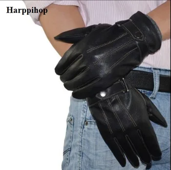 

High Quality Genuine Leather Men Gloves Autumn And Winter Thicken Warm Driving Goatskin Gloves Free Shipping GL-312-04