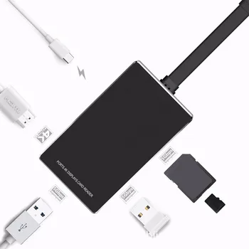 

6-in-1 USB-C Hub Type-C high quality Charging Power Delivery HDMI female output port 4K SD/TF Card Reader BK 63#