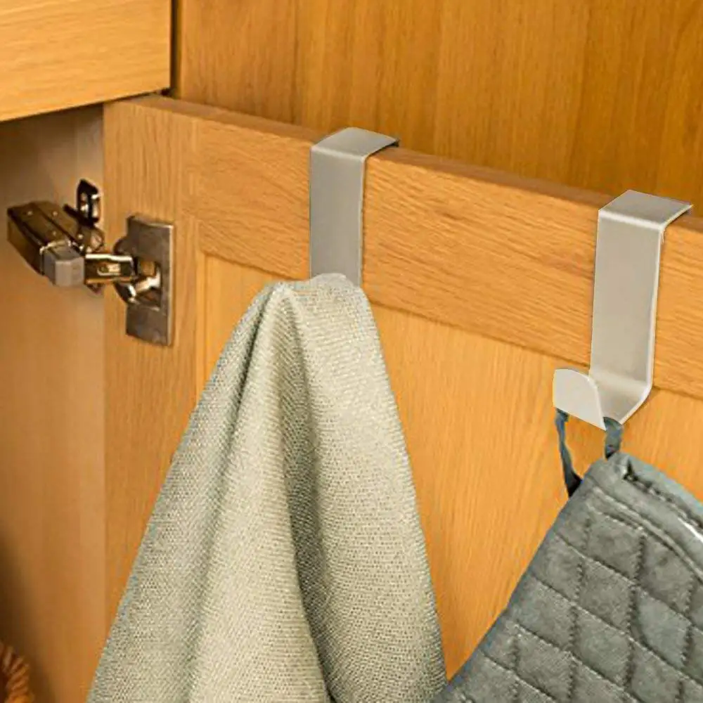 

10pcs Stainless steel Over Door Hook frame free hole wall hook towel rack key holder organizer bathroom accessories