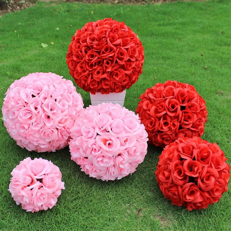 

New Diameter 30cm White Artificial Rose Flower Ball Bridal Wedding Decoration Party Kissing Balls Wedding bouquet