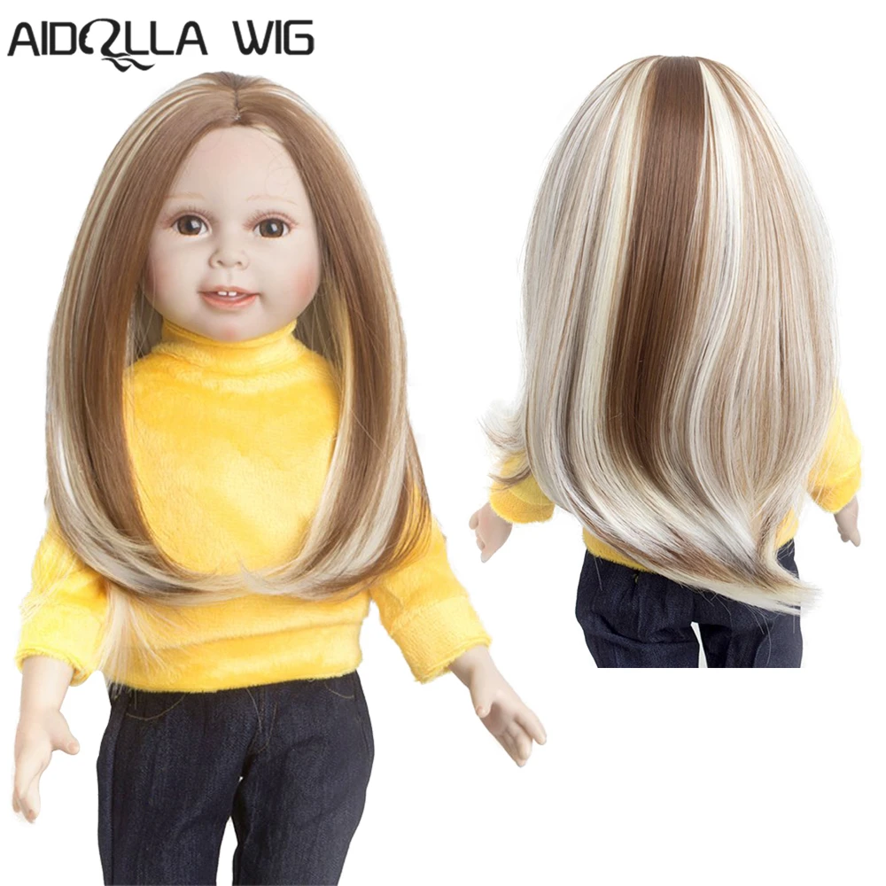 Ручной краситель эффектом деграде(переход от темного к Цвет OEM доступна небольшое минимальное кол-во в заказе пробор длинные прямые волосы, кукольный парик для 18 дюймов американская кукла