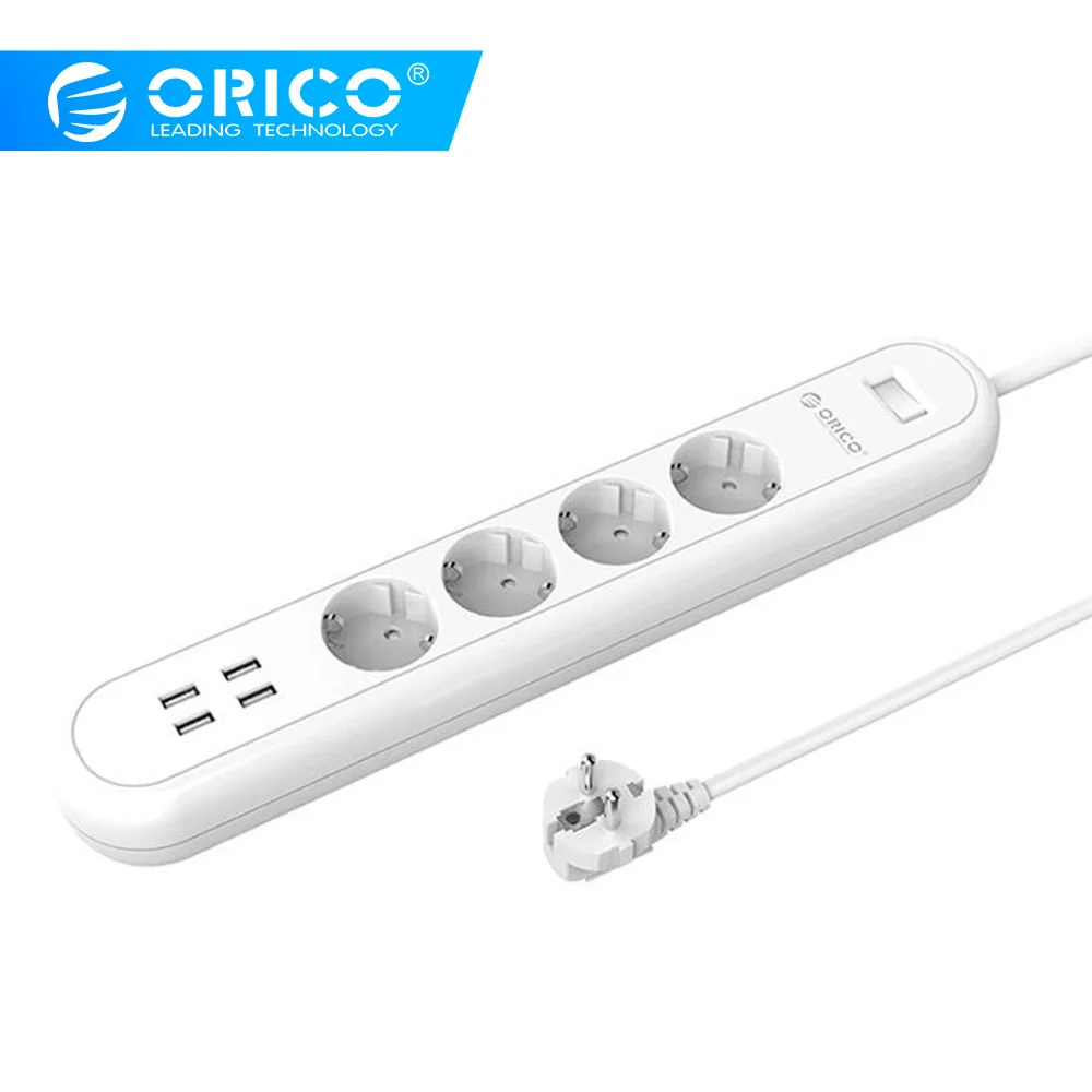 ORICO HPC EU/US/UK Plug 8 Outlet Surge Protector EU Power Stirp with 5 x 5V2.4A USB Super Charger Ports - White&Black ORICO HPC EU/US/UK Plug 8 Outlet Surge Protector EU Power Stirp with 5 x 5V2.4A USB Super Charger Ports - White&Black
