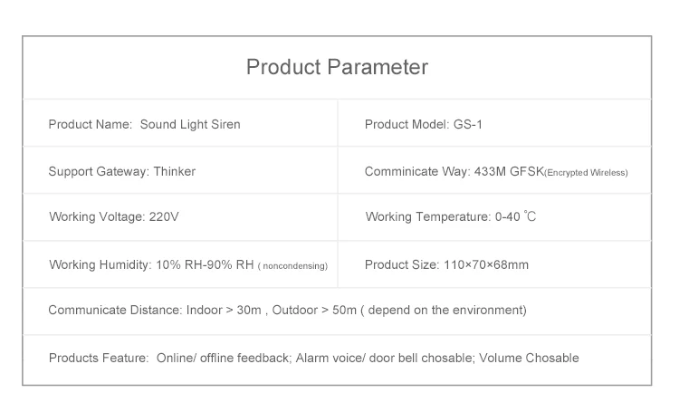 GS-1 Geeklink Senser умный дом интеллектуальная сигнализация оповещение Waarschuwing сирена Alertor Systeem Geluid en Licht сигнализация