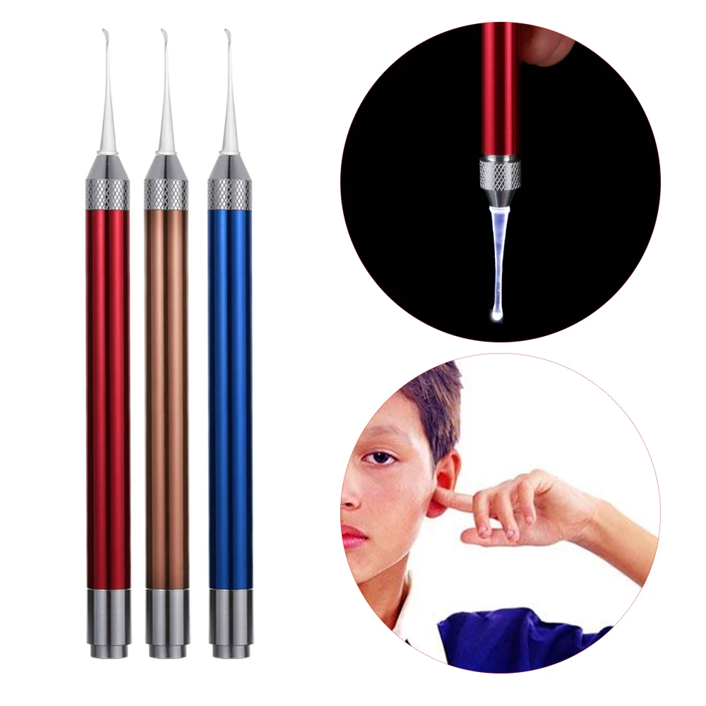 1Pcs Flashlight Earpick Spoon Ear Cleaner Device LED Light Wax Curette Remover Tools Personal