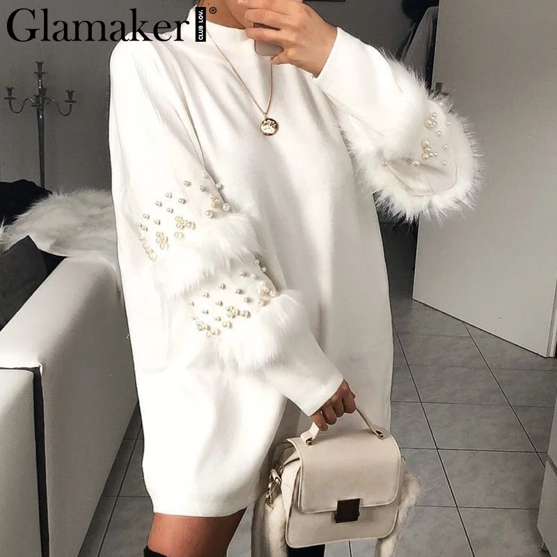 

Glamaker Pompom knitted pull crop sweater Women streetwear autumn grey sweater Female turtleneck winter warm pullover ladies new