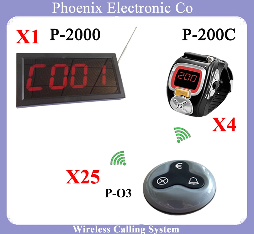 

Wireless Nnumber Display And Restaurant Wrist Kitchen Pager Watch And Table Call  Bell Button  For Waiter Calling System