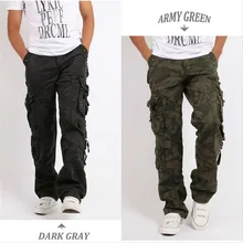 Мужские хлопковые военные мульти-карманные утилитарные повседневные просторные брюки-карго полной длины для улицы, Рабочие камуфляжные штаны, Размеры 30- 38
