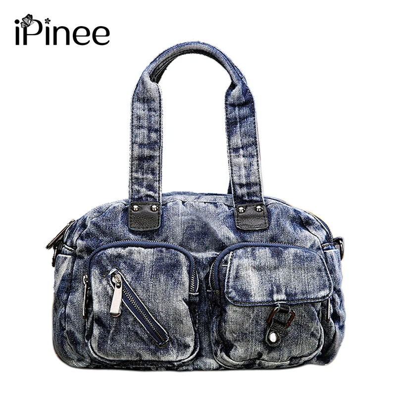 iPinee Denim Handbags Large Women Messenger Bags Purses Jean Bags Women