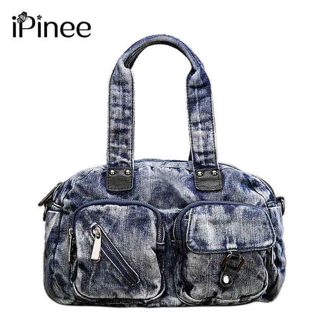 Us 29 25 41 Off Ipinee Denim Handbags Large Women Messenger Bags Purses Jean Hobos Las Travel Hand Tote Cross Body Bag In