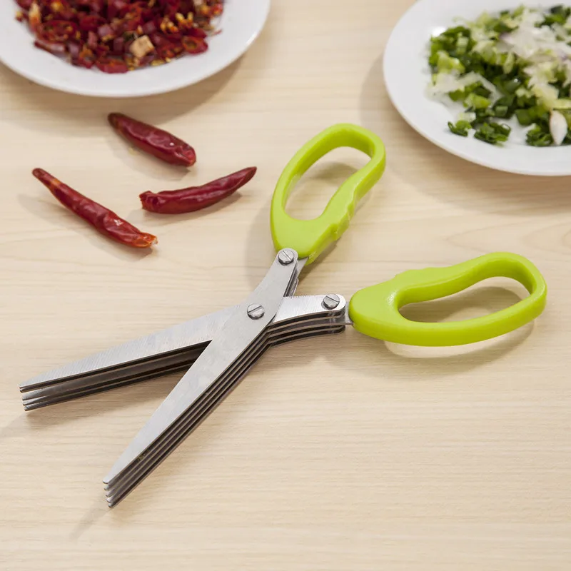 Kitchen scissors cut green onion cut stainless Steel Kitchen Knives 5 Layers, stainless steel scissors cook