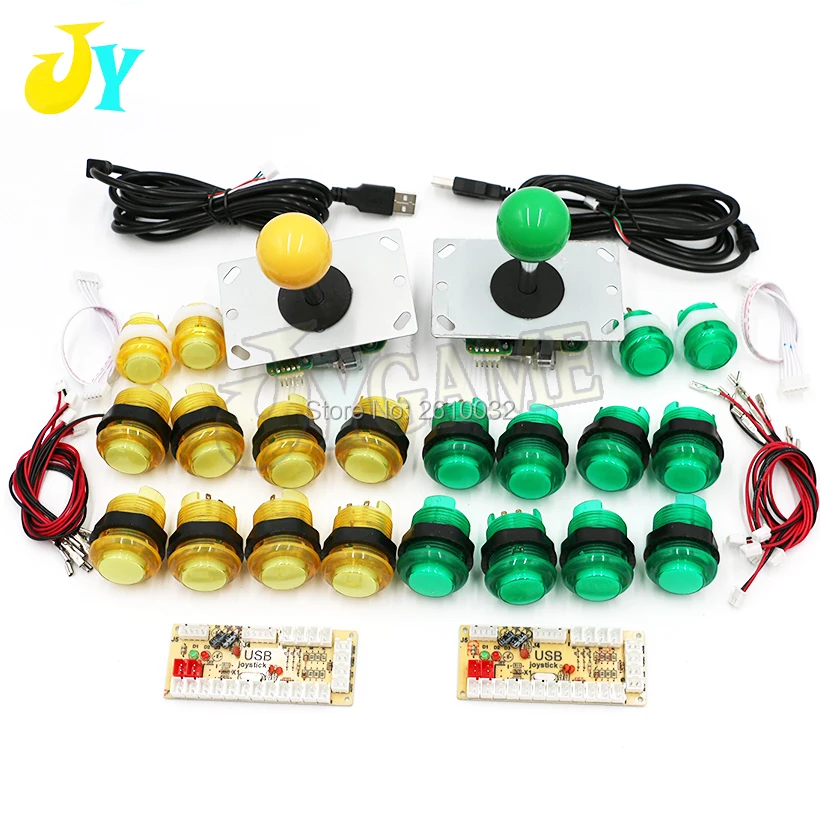 

DIY Arcade Set Kits Push Buttons Replacement Parts USB Controller Joystick + LED Push Button set 2 Player Arcade K