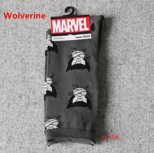 Носки до колена с героями комиксов Marvel, мужские носки, Железный человек, Капитан Америка, Человек-паук, Бэтмен Супермен Спайдермен, Мультяшные Повседневные носки - Цвет: wolverine