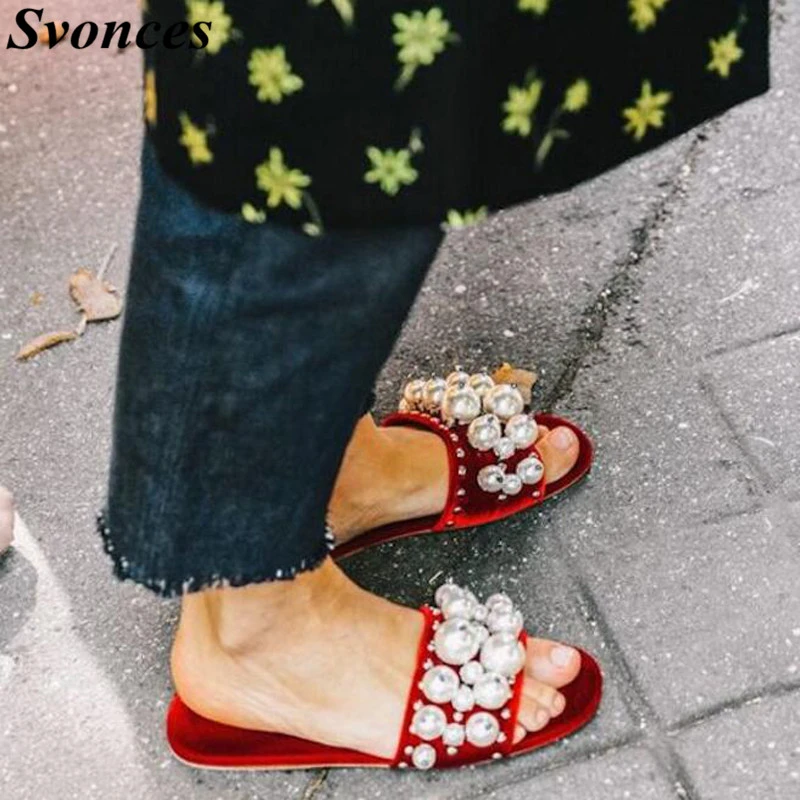 velvet flat mules