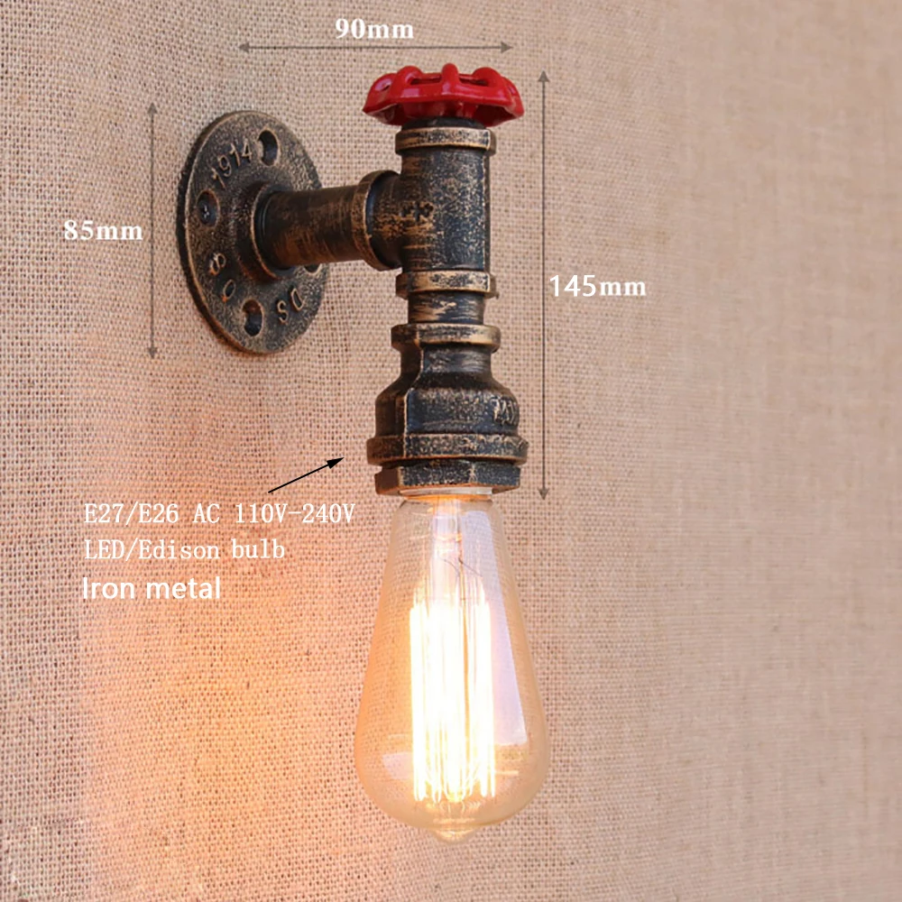  Steam punk Loft Industrial iron rust Water pipe retro wall lamps Vintage E27 LED sconce wall lights - 32742319051