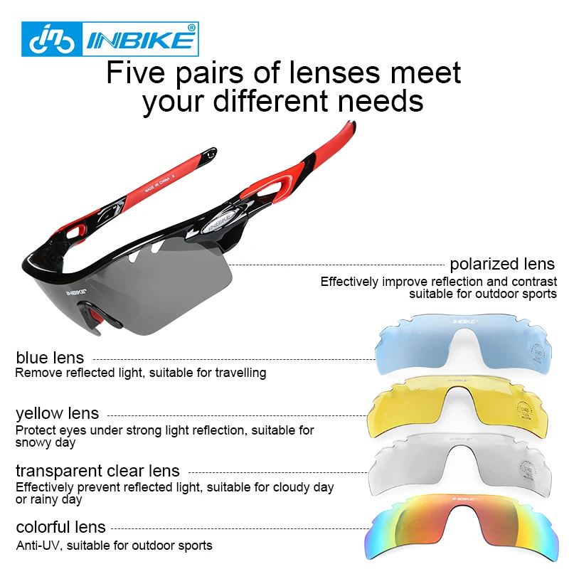 Cycling Glasses Men Women Polarized Bike Eyewear Bicycle Goggles Outdoor Sports Bicycle Sunglasses Goggles 5 Groups of Lenses