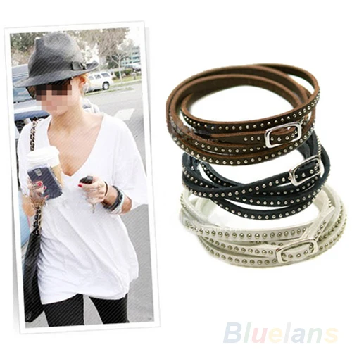 

2018 1pc Unisex Punk Rock Multi-layer Leather Rivet Stud Bracelet Bangle Wrap Cuff
