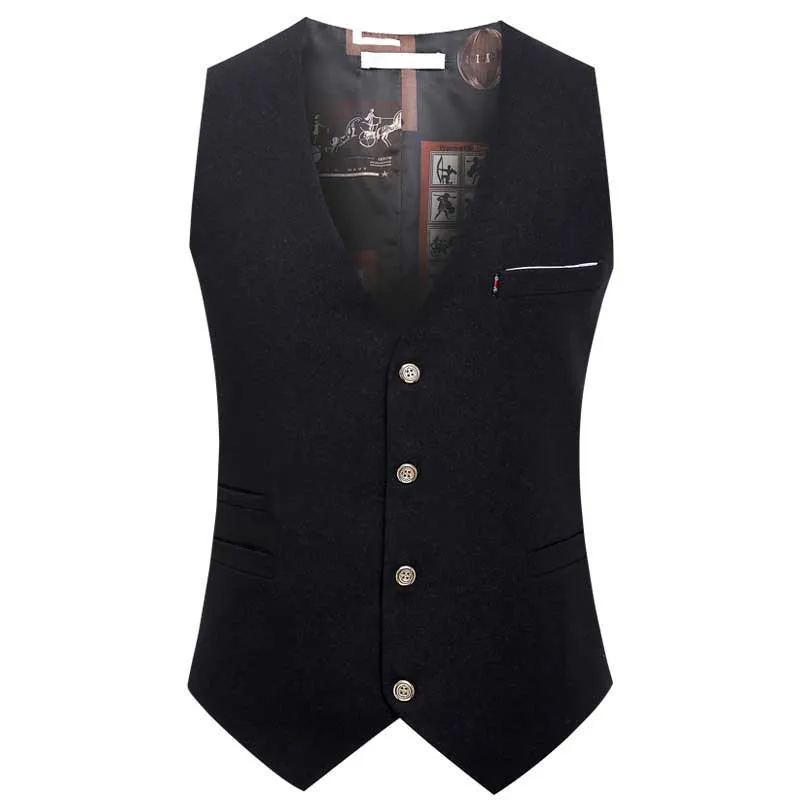 New Fashion Men Suit Vest 4 Button British Sleeveless Jacket Business Vest Casual Waistcoat Thin for Summer Autumn Big Size 6XL