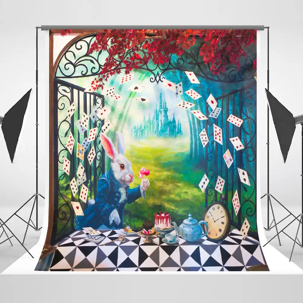 Alice In Wonderland Party Background For Photography Rabbit Poker