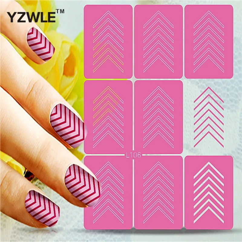 YZWLE Nail Hollow Transfer Stencils Stickers Vinyls Stamp Image Easy Stamping 9 tips Leaves Rose Bowknots Tribal Styles(S-L106) | Красота и