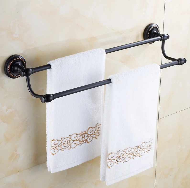 Bathroom accessories, Brass Material Antique Black Finish Double Towel Bar&Towel Rack / Fashion Design Bath Products