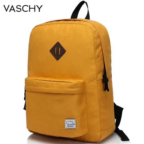 Escolar para Adolescentes Bolsas de Viagem Vaschy Mochila Escola Mochilas Mochilas Estudante Universitário Mochila Moda Clássico Amarelo
