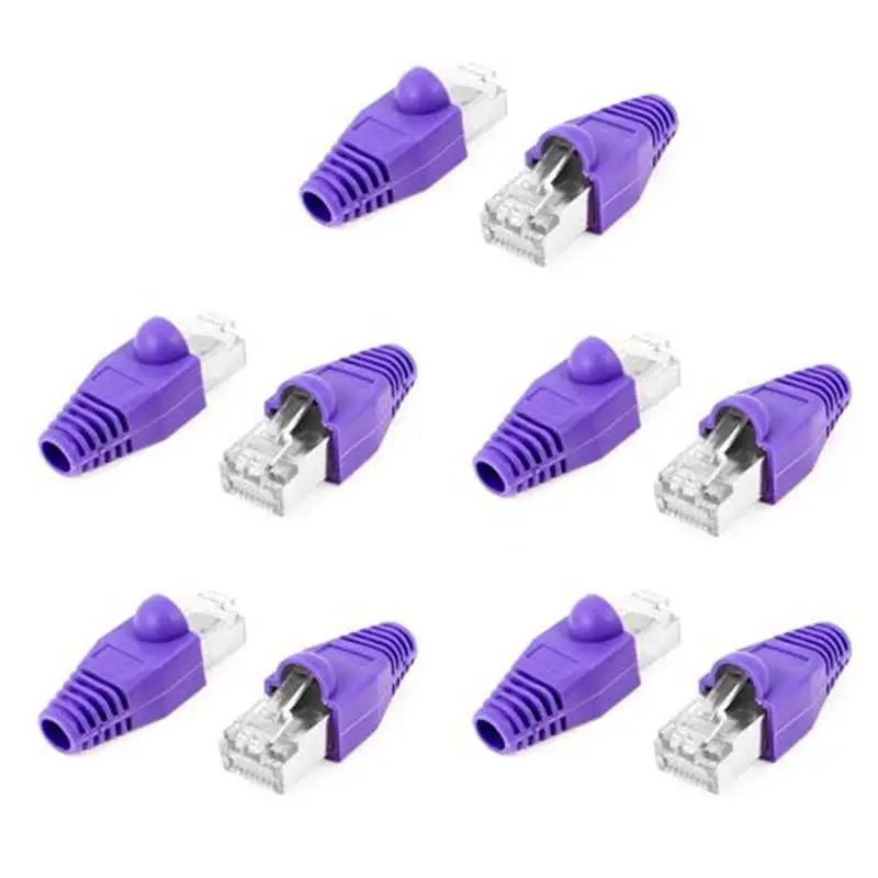 

Hot Sale 10Pcs Metal Shielded 8P8C RJ45 Plug Network Connectors w Boots Cover