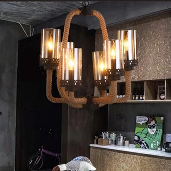 

Pendant Light country creative restaurant cafe Nordic retro clothing store lighting living room rope hotel pendant lamp LU728307
