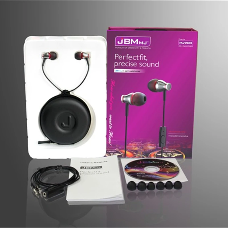 Красивый Дизайн Металл наушники вкладыши JBM MJ900 HD Hi Fi с микрофоном управления talk