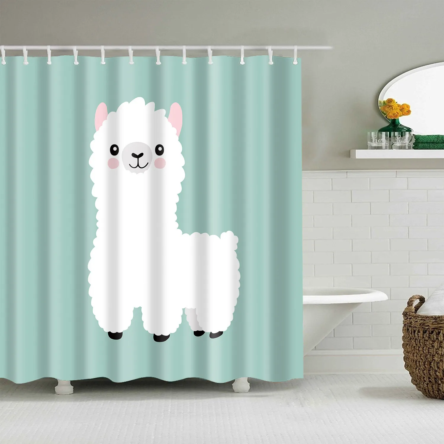 3D занавеска для душа с животным принтом кошка, водонепроницаемая полиэфирная ткань, затемненная занавеска для ванной комнаты, мультяшная удлиненная занавеска 180*200 см - Цвет: D0408