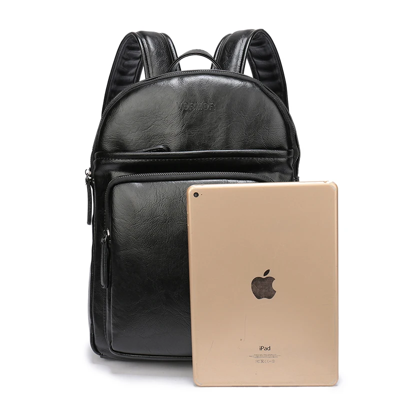  VORMOR Casual Men Backpack for School Black PU Leather Men's Business Small Backpack Bag Portable 1