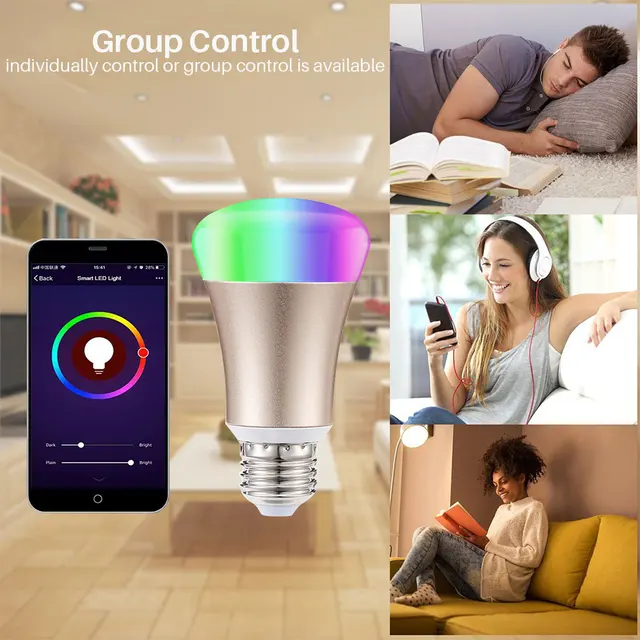 Smart Bulb WiFi E27 RGB Dimmable LED Lamp Phone App Remote Control Voice Control Works With Amazon Alexa and Google Home