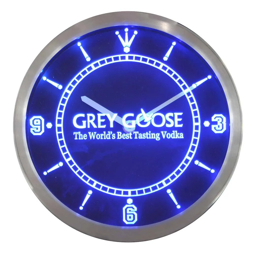 Nc0132 водки Grey Goose пивной бар неоновые световые знаки светодиодный настенные часы