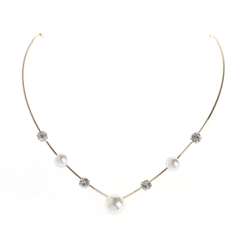 

Sweet Headbands Inlaid Imitation Pearl Rhinestone For Women Alloy Hairband Back Holder Headwear